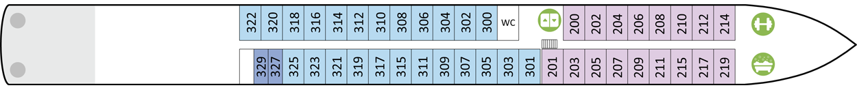 Deckplan River cruise ship DCS Amethyst 2 Middle deck